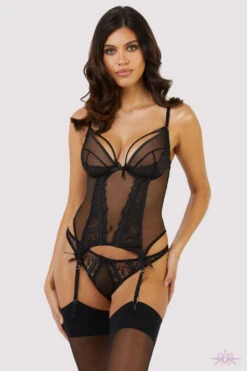 Playful Promises Fallon Basque -Mayfair Stockings FallonBlackLaceAndMeshBasque Mayfair Stockings 18