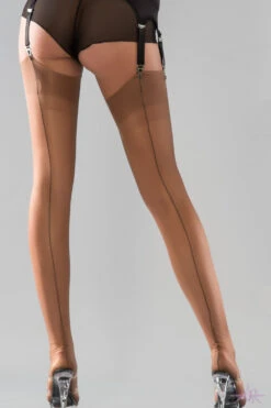 Gio Cuban Heel Fully Fashioned Stockings - Contrast Seam -Mayfair Stockings Mayfair Stockings Gio stockings MSP Gio Natural FF 2