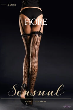 Fiore Satine Fishnet Stockings -Mayfair Stockings Mayfair Stockings fiore Satine Front RGB