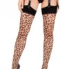 Playful Promises Nude Leopard Knit Stockings -Mayfair Stockings Mayfair Stockings playful promises PPS100 Leopard stockkings lt nude