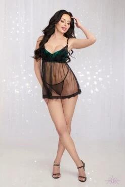 Dreamgirl Evergreen Babydoll And Thong