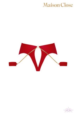Maison Close Tapage Nocturne Red Openable High Waist Thong With Cuffs -Mayfair Stockings Mayfair Stockings608651 ghost 2 25