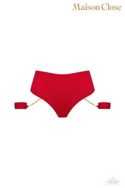 Maison Close Tapage Nocturne Red Openable High Waist Thong With Cuffs -Mayfair Stockings Mayfair Stockings608651 ghost 24