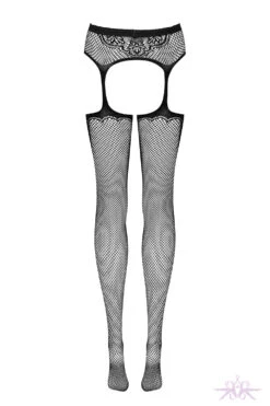 Obsessive Black Fishnet Garter Stocking -Mayfair Stockings Mayfair StockingsObsessive S232 back packshot 60