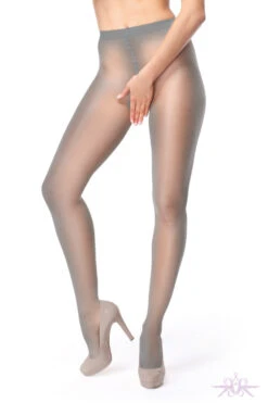MissO 40 Denier Shiny Open Crotch Grey Tights -Mayfair Stockings Mayfair StockingsP102 gray2 2