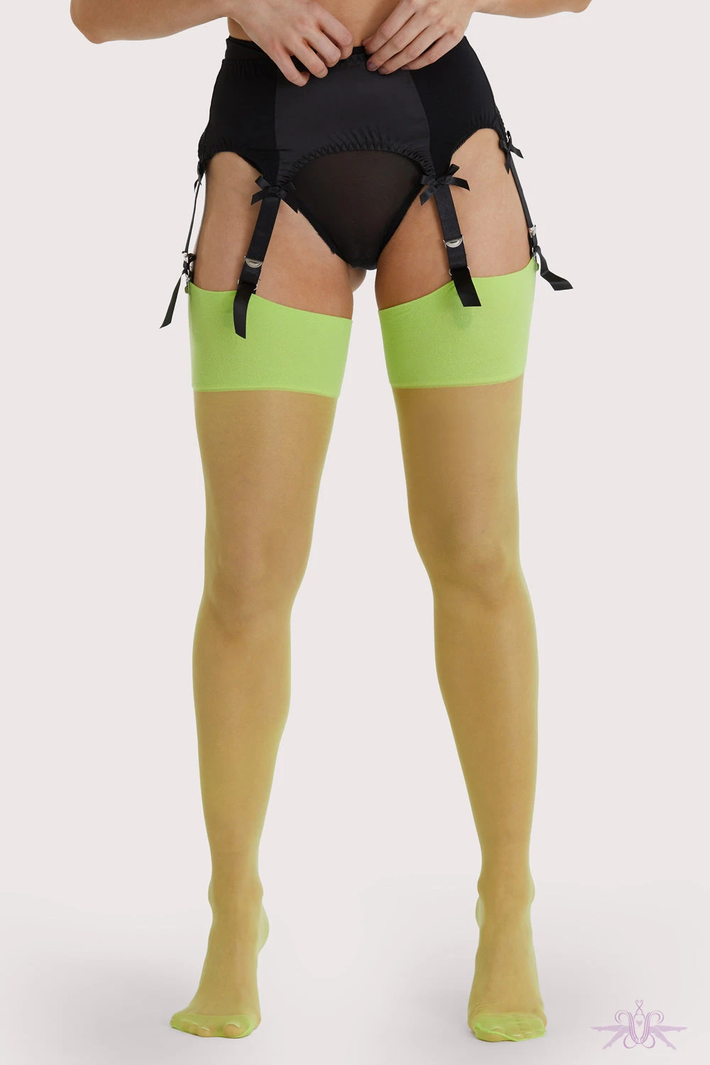 Playful Promises Lime Green Vintage Seamed Stockings 4 Playful Promises Lime Green Vintage Seamed Stockings - Image 2