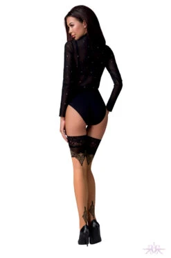 Passion Beige/Gold Seamed Hold Ups 9 Passion Beige/Gold Seamed Hold Ups -Mayfair Stockings Mayfair StockingsST113beige goldback kopia 10