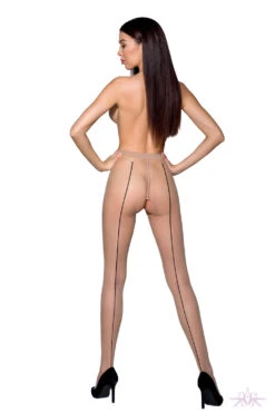 Passion Beige And Black Open Seamed Tights -Mayfair Stockings Mayfair StockingsTiopen022beigebackcopy kopia 9