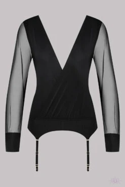 Maison Close Madame Reve Long Sleeved Bodysuit With Suspenders -Mayfair Stockings Mayfair StockingsTop Madame Reve Black 608839 2 960x1440 crop center 2x 136