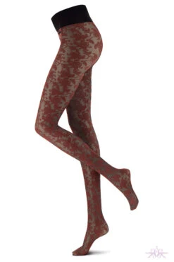 Oroblu Bicolour Lace Tights -Mayfair Stockings Mayfair StockingsVOBC66411 BLACK REDWOOD BICOLORLACETIGHTS FEN H Edit 3