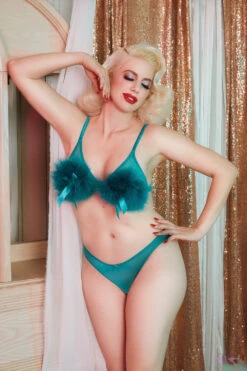 Playful Promises Bettie Page Powder Puff Triangle Bra Teal