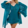 Playful Promises Bettie Page Feather Trim Teal Robe -Mayfair Stockings Mayfair Stockingsbettie page lingerie nightwear teal feather trim robe 30498621685808 2000x 2