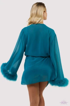 Playful Promises Bettie Page Feather Trim Teal Robe 9 Playful Promises Bettie Page Feather Trim Teal Robe -Mayfair Stockings Mayfair Stockingsbettie page lingerie nightwear teal feather trim robe 30498621784112 2000x 3