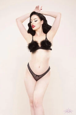Playful Promises Bettie Page Powder Puff Triangle Bra Black