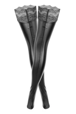 Noir Handmade Power Wetlook Footless Hold Ups 9 Noir Handmade Power Wetlook Footless Hold Ups -Mayfair Stockings Mayfair Stockingsghost f135 back 6