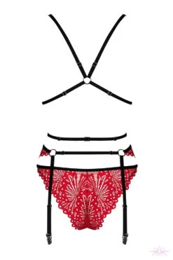Obsessive Mettia Red Three Piece Set -Mayfair Stockings Mayfair Stockingsobsessive mettia set back packshot 2 52